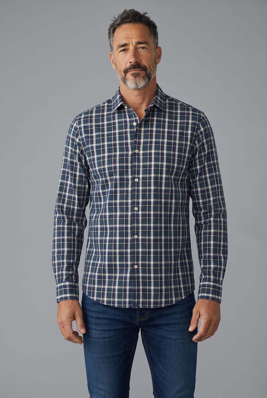 UNTUCKit Plaid Button-Down Shirt X-Large Slim Fit Navy Green Cotton